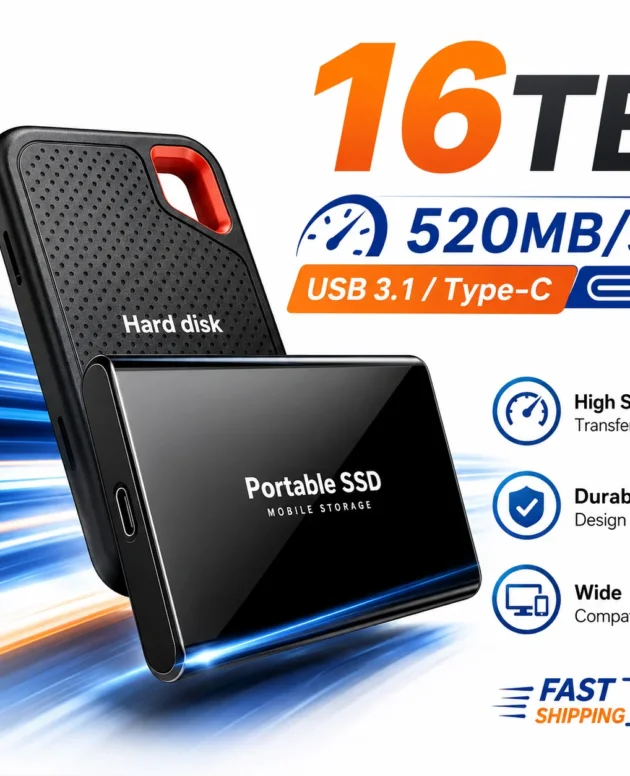 2026 New USB3.2 Portable External SSD High Speed Storage Drive For Laptop/Mac/PC/Phone