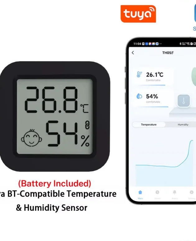 Tuya Smart Home Automation Humidity Temperature Sensor Remote Monitoring BT-Compatible 5.0 APP Via Smart Life Work with Alexa
