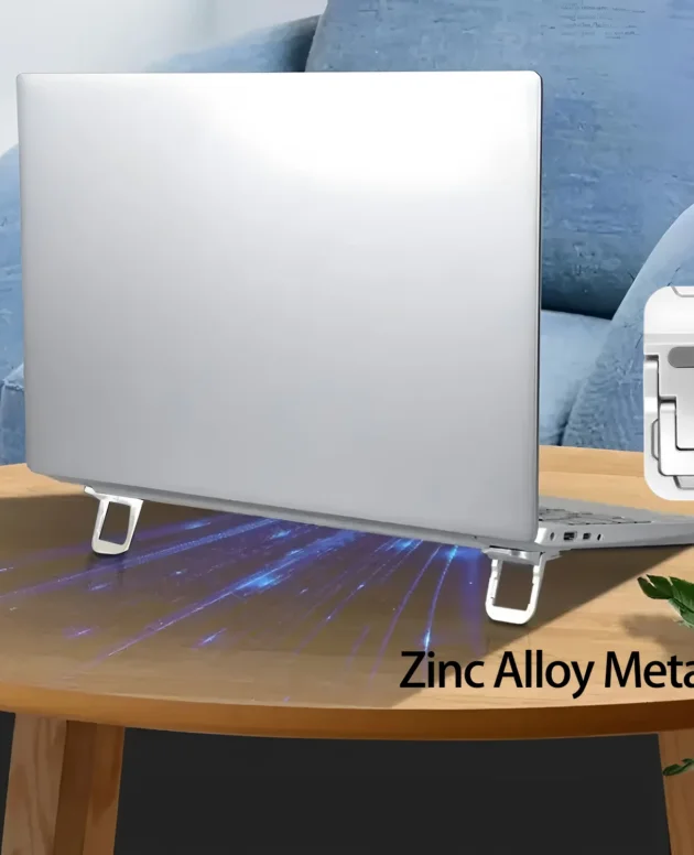 1 Pair Mini Foldable Laptop Stand Portable Computer Keyboard Riser with 2 Adjustable Angles Self-Adhesive Invisible Notebook Sta