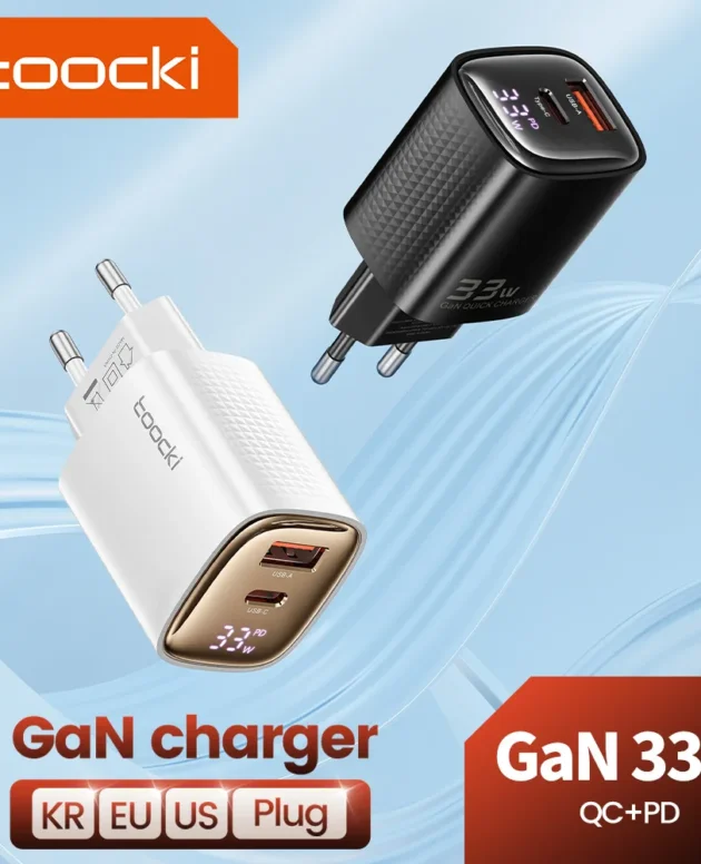 Toocki GaN USB Charger 33W Digital Display QC3.0 PD Fast Charger Type C for iPhone 15 14 13 Pro Max Smausng Xiaomi Honor POCO