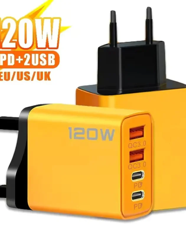 120W 4 Port USB C PD Fast Charger Type C Adapter Quick Charge QC3.0 For iPhone 17 16 Samsung Xiaomi Huawei Mobile Phone Charger