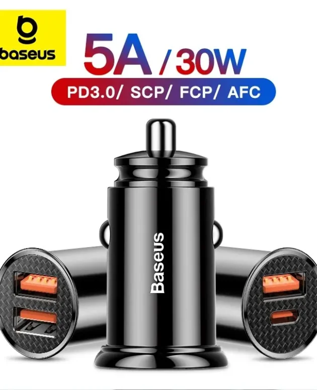 Baseus 30W USB Car Charger Quick Charge 4.0 3.0 FCP SCP USB PD For Xiaomi iPhone 12 13 14 Pro Fast Charging Car Phone Charger