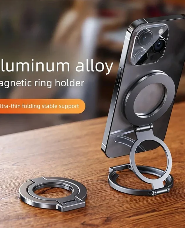 360° Rotation Magnetic Finger Ring Phone Holder Aluminum Alloy Foldable For iPhone 17 16 15 14 13 12 Pro Max