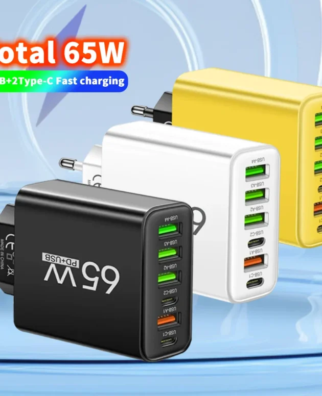 65W USB C Charger Fast Charging EU/US Plug Wall Charger Adapter For iPhone Samsung Xiaomi Phone Multi Ports Type C Quick Charger