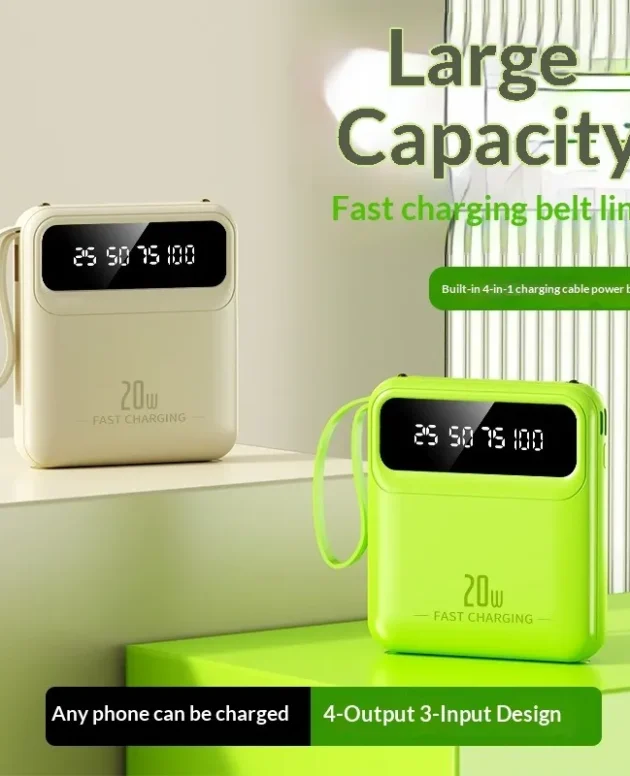 For Xiaomi mini built-in power bank with 20000 large capacity fast charging and portable power bank for iPhone and Samsung