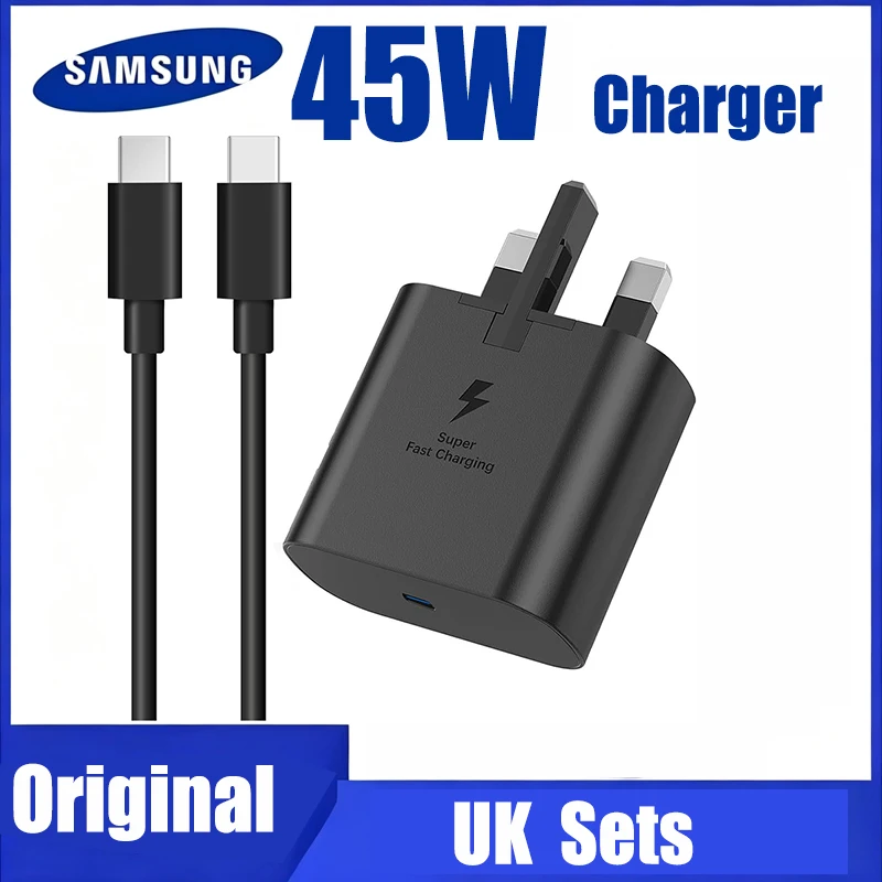 Original SAMSUNG 45W PD USB-C Super Fast Charger EP-TA845 UK Plug Adapter For GALAXY Z Flip Fold 6 5 S25 S23 s24 S21 S22 Ultra