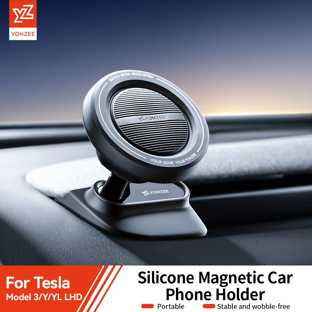 YZ For Tesla Model 3 Y YL Highland Juniper Silicone Magnetic Phone Holder 360° Dashboard Mount Car Phone Stand 2026 Accessories