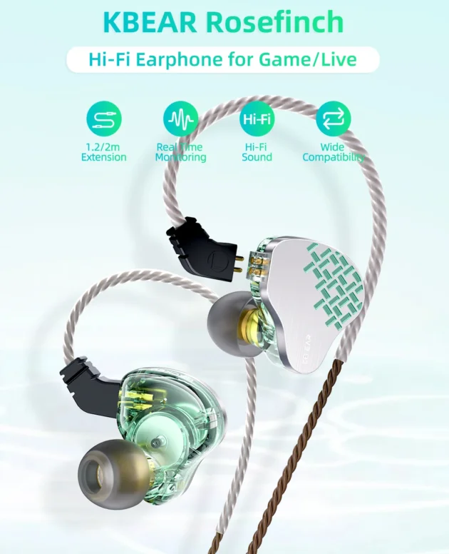 KBEAR Rosefinch HiFi In-ear Headphone OFC Detachable Audio Cable Wired Earphone Monitor Dynamic Music Headset Lark Earbuds IEMs