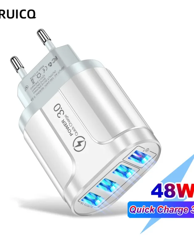 45W USB Charger Fast Charge QC 3.0 Wall Charging For iPhone 12 11 Samsung Xiaomi Mobile 4 3 Ports EU US Plug Adapter Travel