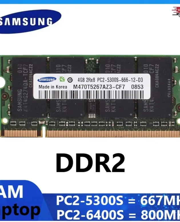 SAMSUNG DDR2 Laptop Memory SODIMM Memoria Non ECC Unbuffered RAM 2GB 4GB 667Mhz PC2-5300S 800MHz PC2-6400S 1.8V CL5 For Notebook