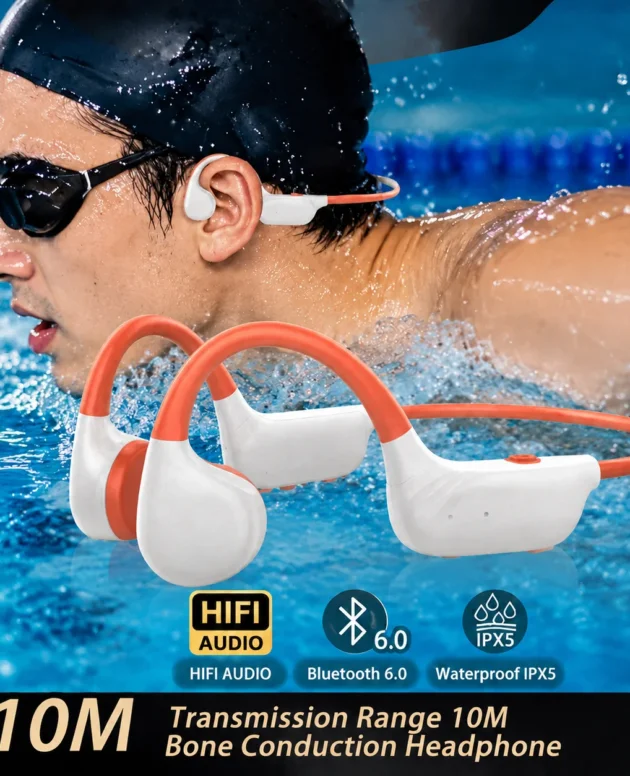 LYNXZ Bone Conduction Bluetooth Headphones Water resistant Sweat-proof Over-Ear Open-Type Outdoor Cycling Fitness Wireless