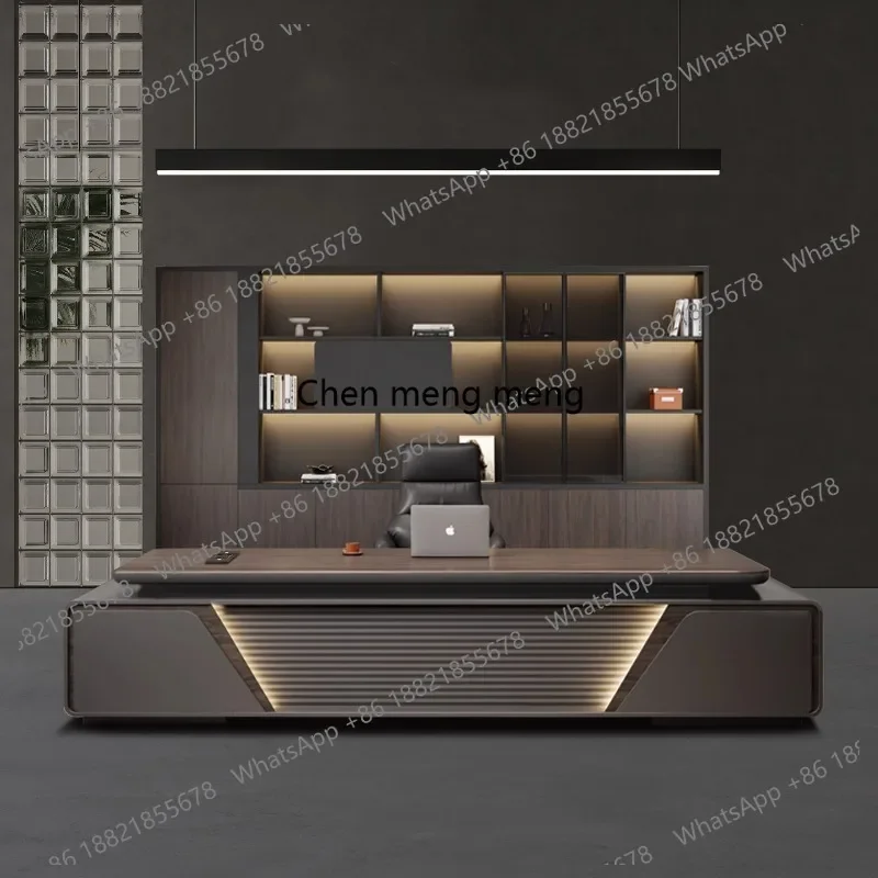 E136 Luxury Wooden Office Desk Modern Computer Decoration Design Decoration Office Desk Nordic Display Scrivania Trendy Furnitur