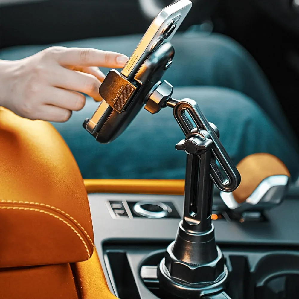 Upgraded Cup Phone Holder – 360° Adjustable Fits all 4-7" Phones in Cars golf Carts & Cradles Universal Car Mount.Car Holder
