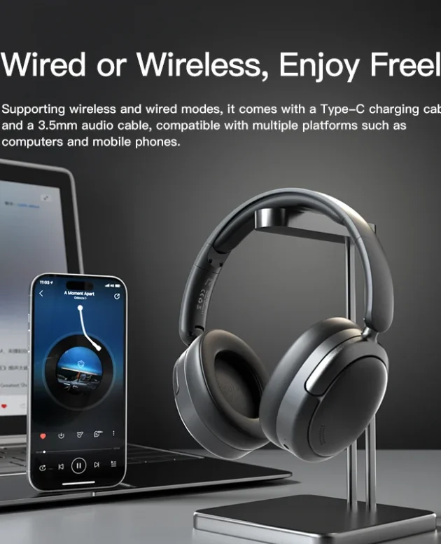 EOENKK SY-T8 Over-ear Wireless Headphone Bluetooth 5.4 Long Battery Lify HiFi Stereo Sound Gaming Headset With Low Latency