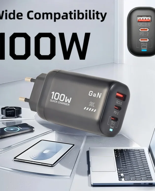 100W GaN PD Type C Charger USB QC 3.0 For Laptop Ipad PPS Fast Charge EU UK For Samsung Xiaomi iPhone 15 16 Pro Max mobile Phone