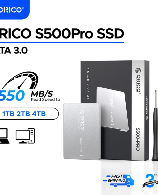 ORICO SATA III SSD 2.5” Internal Solid State Drive Aluminum NAND 1TB 4TB UP to 550MB/s for Upgrade PC Laptop Desktops S500PRO