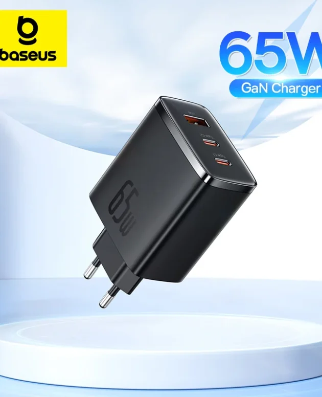 Baseus 65W GaN Charger PD Charge Type C USB Charger Support QC Portable Fast Charger For iPhone 17 16 15 14 13 12 Laptop Charger