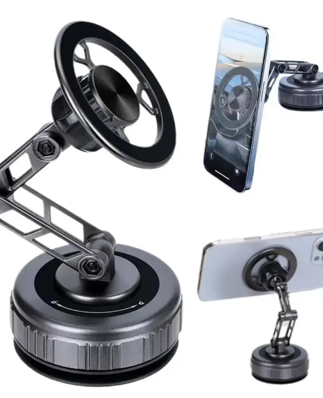Car Phone Holder With Vacuum Magnetic Suction Cup Foldable Adjustable Arm Phone Stand 360° Rotatable Navigation GPS For Bathroom