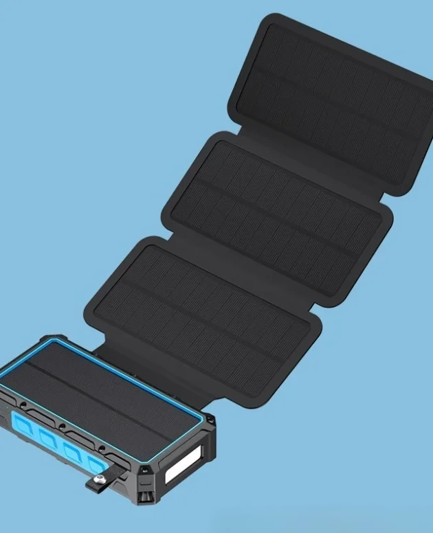 20000mAh Hand Crank Solar Power Bank Foldable Wireless Charging Emergency Power Bank With Built-in Cable