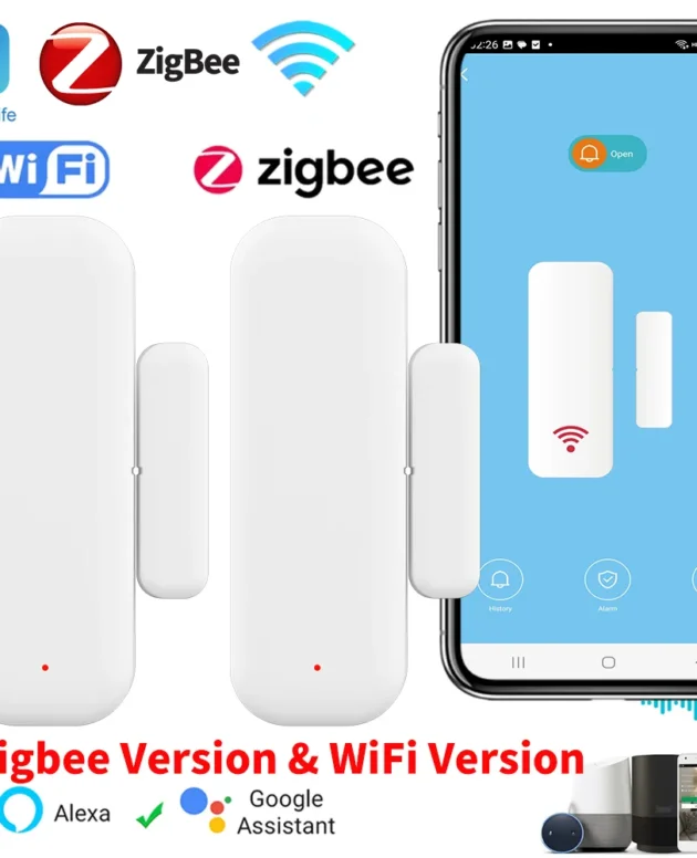 Tuya WiFi Zigbee Door Sensor Window Sensor Contact Sensor For Smart Home Smart Life APP Remote Control for Yandex Alexa