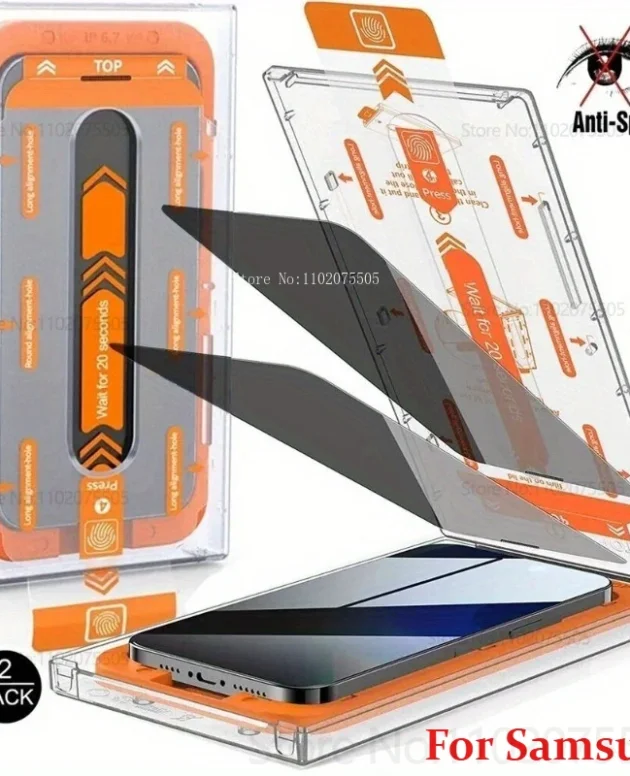 2Pcs Anti-Spy Tempered Glass for Samsung Galaxy S21/S22/S23 Ultra Privacy Protectors S24FE S25 Plus S23FE One-click Installation