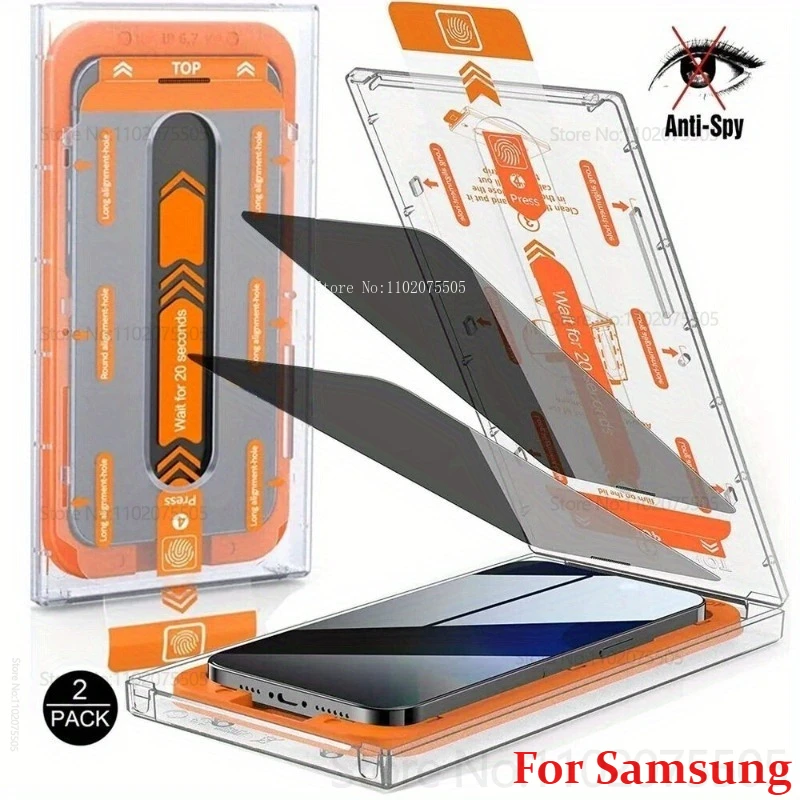 2Pcs Anti-Spy Tempered Glass for Samsung Galaxy S21/S22/S23 Ultra Privacy Protectors S24FE S25 Plus S23FE One-click Installation