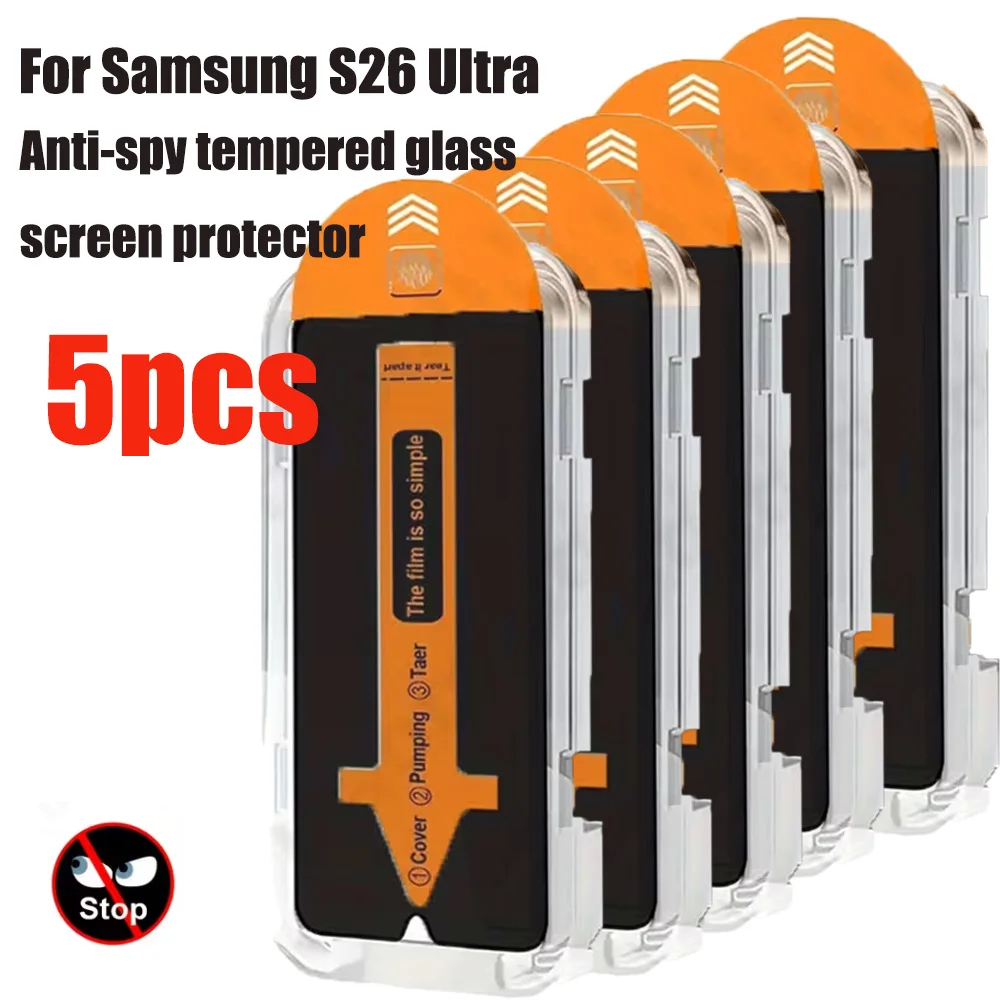 5pcs Privacy Protective Screen Protector For Samsung Galaxy S26 Ultra S25 S24 S23 A56 A55 A57 A37 A26 A15 With Installation Tool