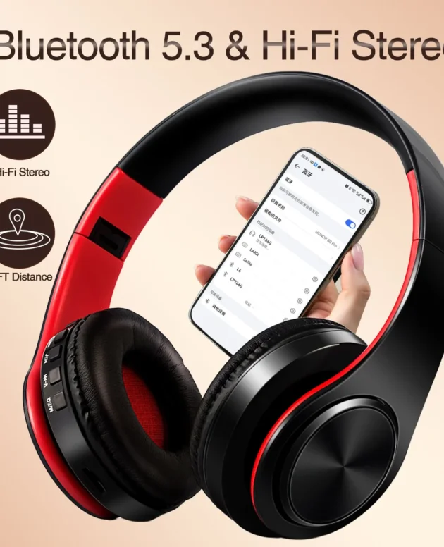 CATASSU Earphone Bluetooth Headphones Over Ear Stereo Wireless Headset Soft Leather Earmuffs Built-in Mic for PC/Cell Phones/TV