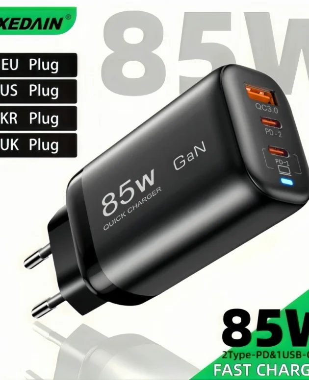 Real 85W GaN Type C Charger USB QC3.0 For Laptop Ipad PPS PD 65W Fast Charge For Samsung Xiaomi iPhone 6-16 Pro Max mobile Phone