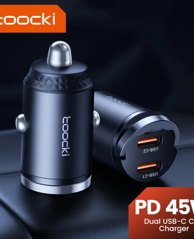 Toocki 45W USB Type C Dual Ports Car Charger Quick Charge 3.0 FCP SCP For iPhone Xiaomi Huawei Samsung Fast Charging Car Charger