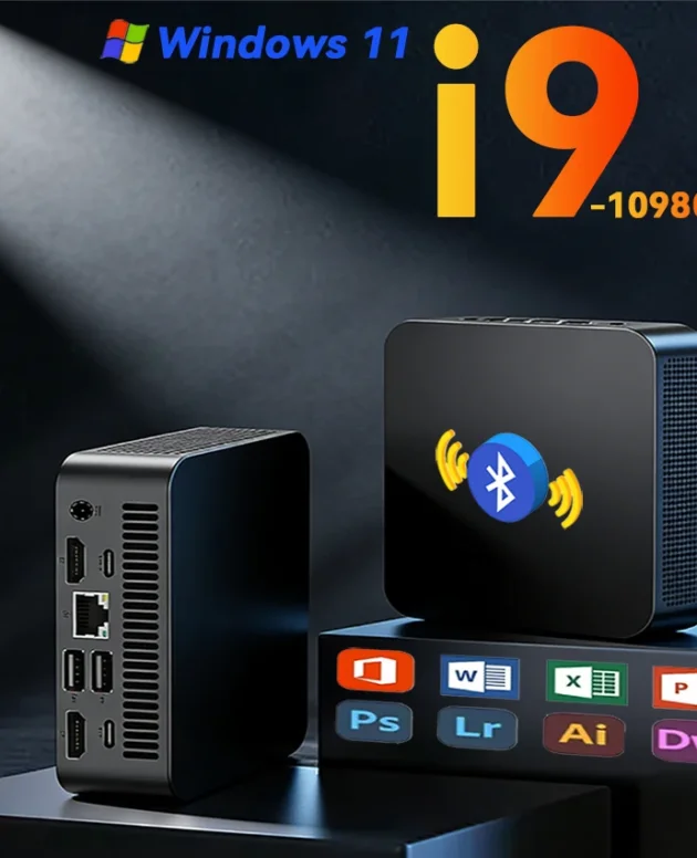 Portable i9 Mini PC Intel Core i9 10980HK Gaming Windows 11 Pro 32GB DDR4 1TB M.2 SSD WiFi 6 BT5.2 Mini Desktop Computer