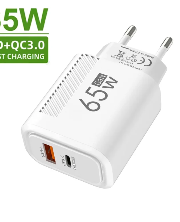 PD 65W GaN USB Charger Fast Charging QC 3.0 Type C Mobile Phone Charger Wall Adapter For Iphone 15 Pro Max Xiaomi Samsung Huawei