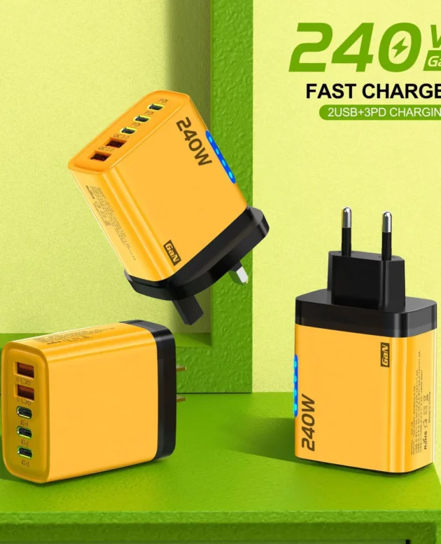 Total 240W USB C Fast Charger GaN Phone Charger Type C Charger Fast Charging Quick Charge 3.0 Adapter For iPhone Samsung Huawei