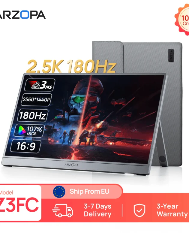ARZOPA 16.1'' 180Hz 2.5K Portable Monitor, 2560x1440 QHD 107% sRGB, External Second Screen for Laptop, PC, PS5, Mac, Xbox-Z3FC