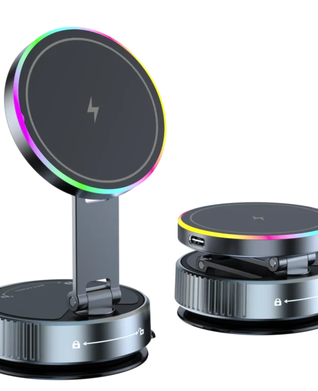 15W Wireless Charger Vacuum Magnetic Car Holder Metal Multi-angle Rotation for Iphone 12-16 Pro Max