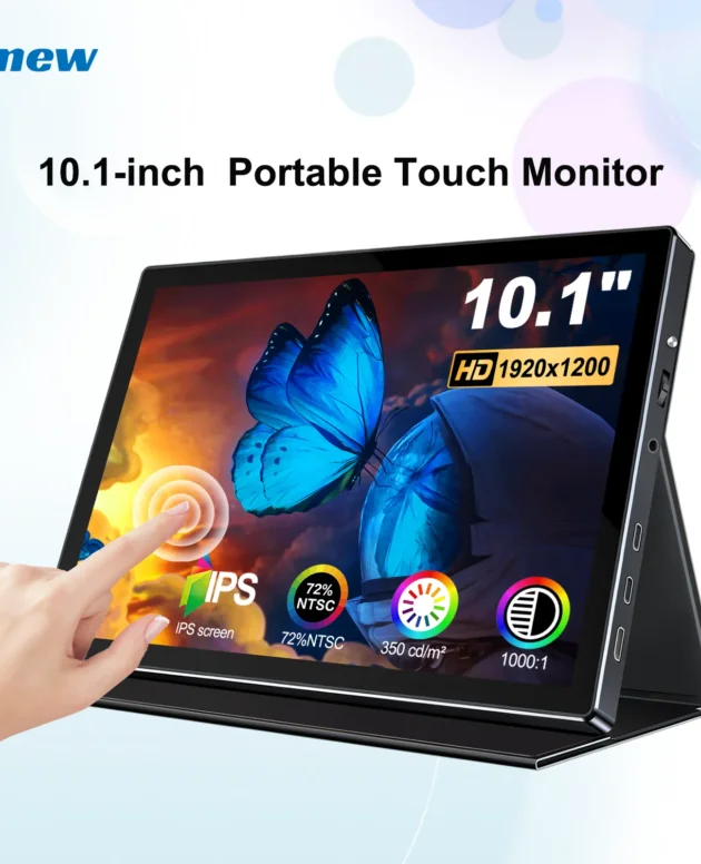 10.1 Inch Portable Monitor Support Type-C/HDMI, 1920x1200 Touchscreen IPS Monitor, Leather Case VESA 75*75mm