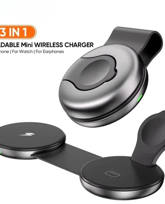 Mini Travel Charger Wireless Charging 3 in 1 Portable Foldable Fast Charger Dock for IPhone 16 15 14 AirPods Apple Watch